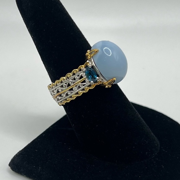 Michael Valitutti Blue Opal & London Blue Topaz Ring - Picture 2 of 4